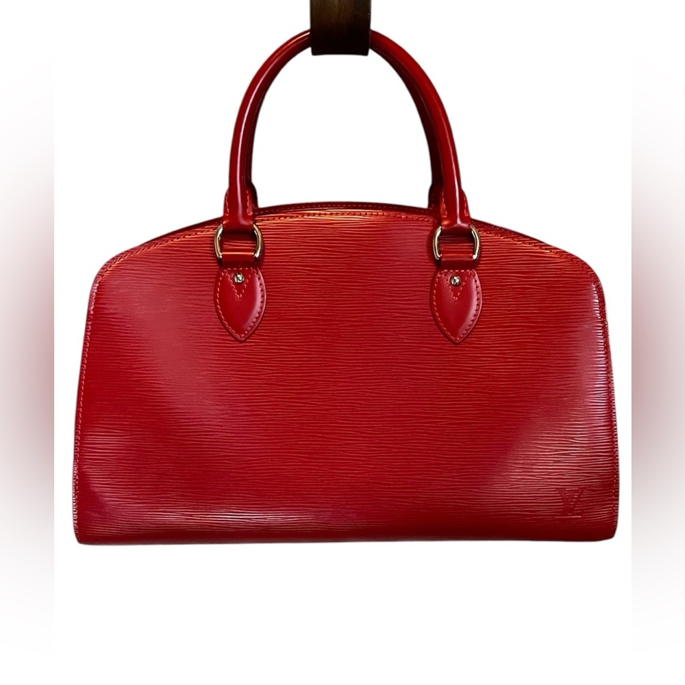 Louis Vuitton red epi leather pont neuf PM handbag preowned condition